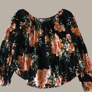 Billabong Mi Amore Blouse black floral top S